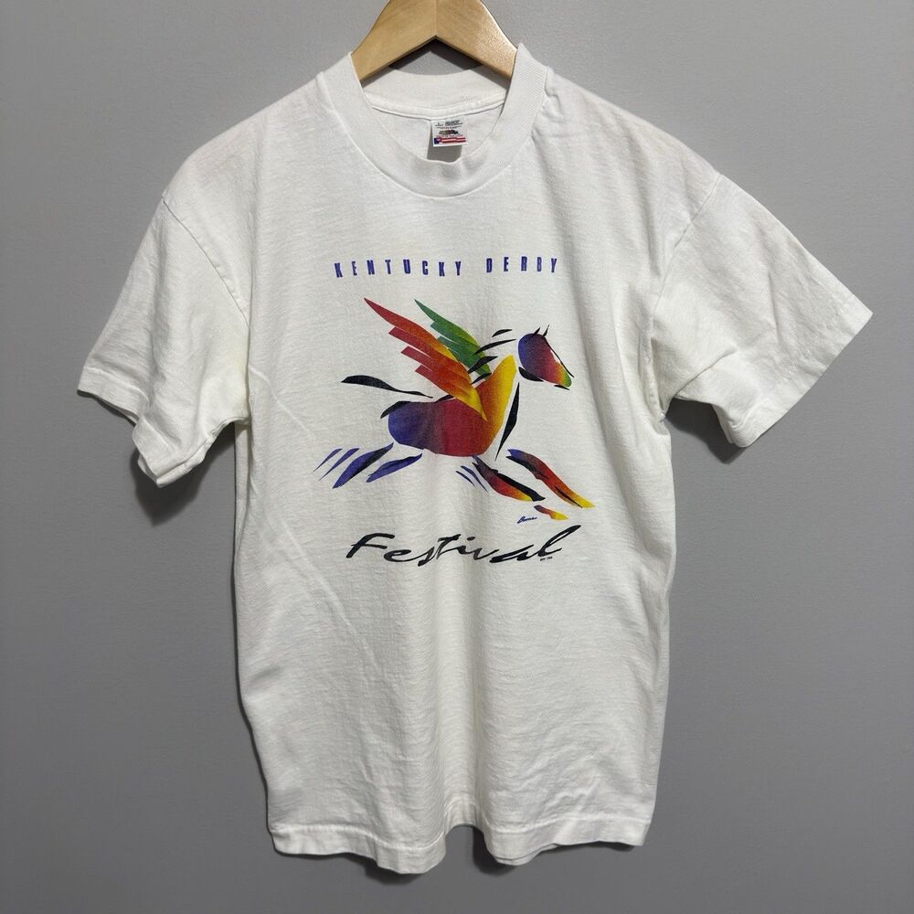 Vintage 1996 Kentucky Derby T-Shirt 90s Single Stitch USA Adult Size Large